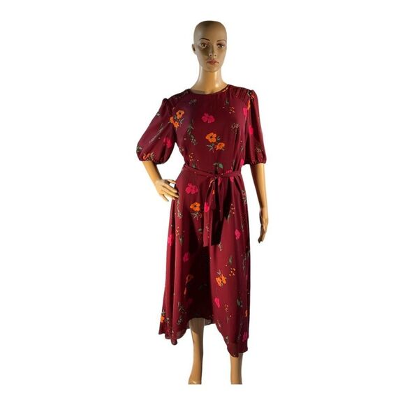 Donna Morgan Women's Bordeaux Electric Pink Multi Floral HighLow Dress size 12 - Picture 1 of 16